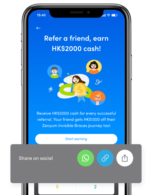 Unique referral links generated on the Zenyum app that can be shared across all messaging platforms.